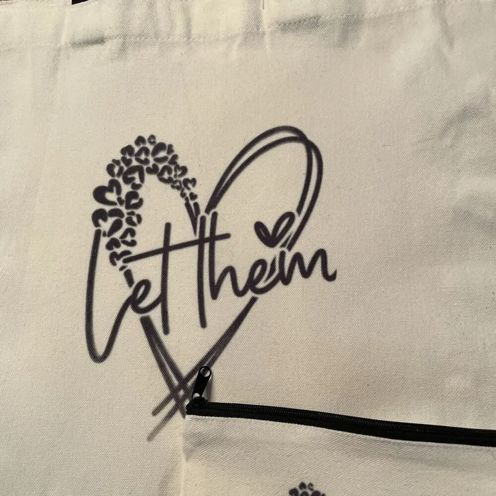 Canvas Tote Bag Shopping Open Top Shoulder Bag 15” Small Bag “Let Them”